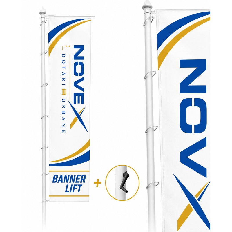 Catarg fibră de sticlă Banner Lift cu manivelă 6–12 m