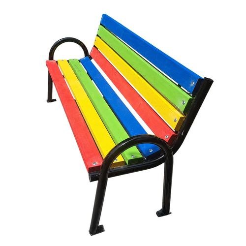 Bancă parc, lemn (brad), cu cadru metalic, 45 x 200 x 95 cm, multicolor, cu spătar