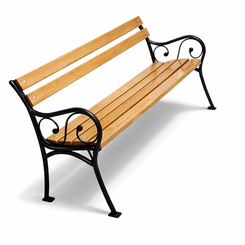 Bancă parc, lemn, cadru metalic, 180 x 45 x 90 cm, cu spătar