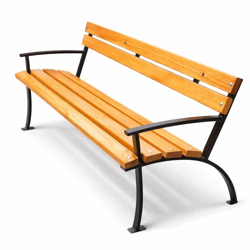 Bancă parc, lemn, cadru metalic, 180 x 45 x 90 cm, cu spătar