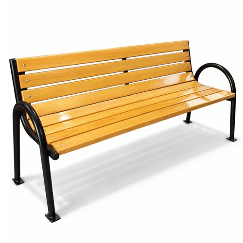 Bancă parc, lemn, cadru metalic, 180 x 45 x 90 cm, cu spătar