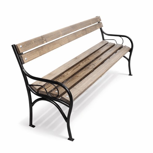 Bancă parc, lemn, cadru metalic, 186 x 45 x 95 cm, cu spătar