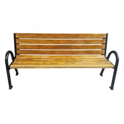 Bancă parc, lemn, cadru metalic, 2 m, maro, cu spătar