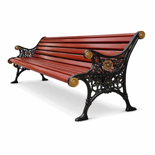 Bancă stradală, lemn, cadru metalic, 180 x 45 x 90 cm, cu spătar