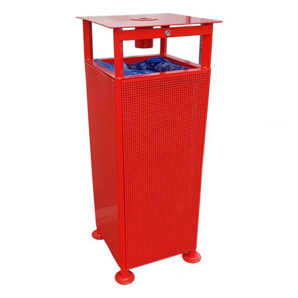 Coș de gunoi din tablă perforată, 120 cm roșu