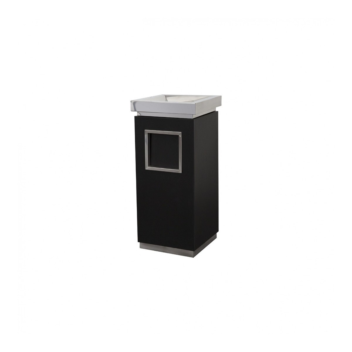 Cos inox cu scrumiera 28x28 cm, inaltime 65 cm