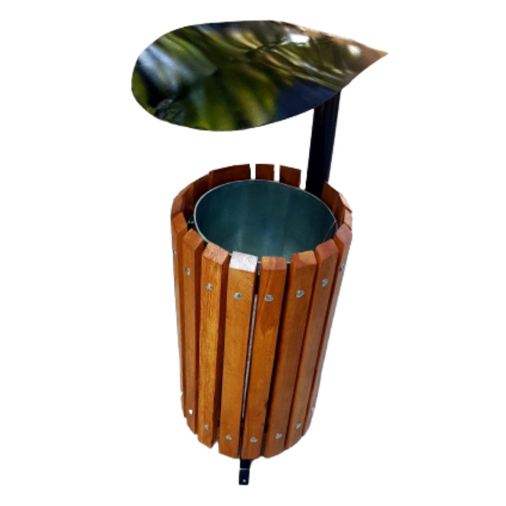 Coș stradal, 50 L 100 x 35 / 40 cm lemn natur