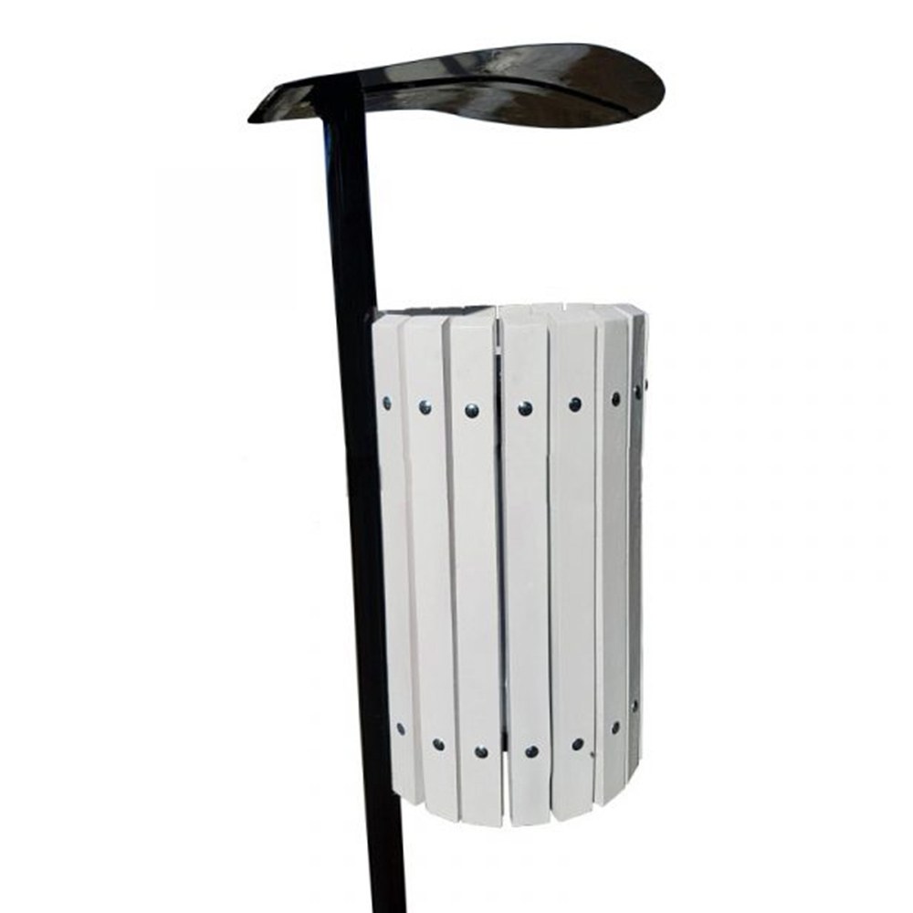 Coș stradal gunoi, 50 L 60 x 40 cm lemn alb