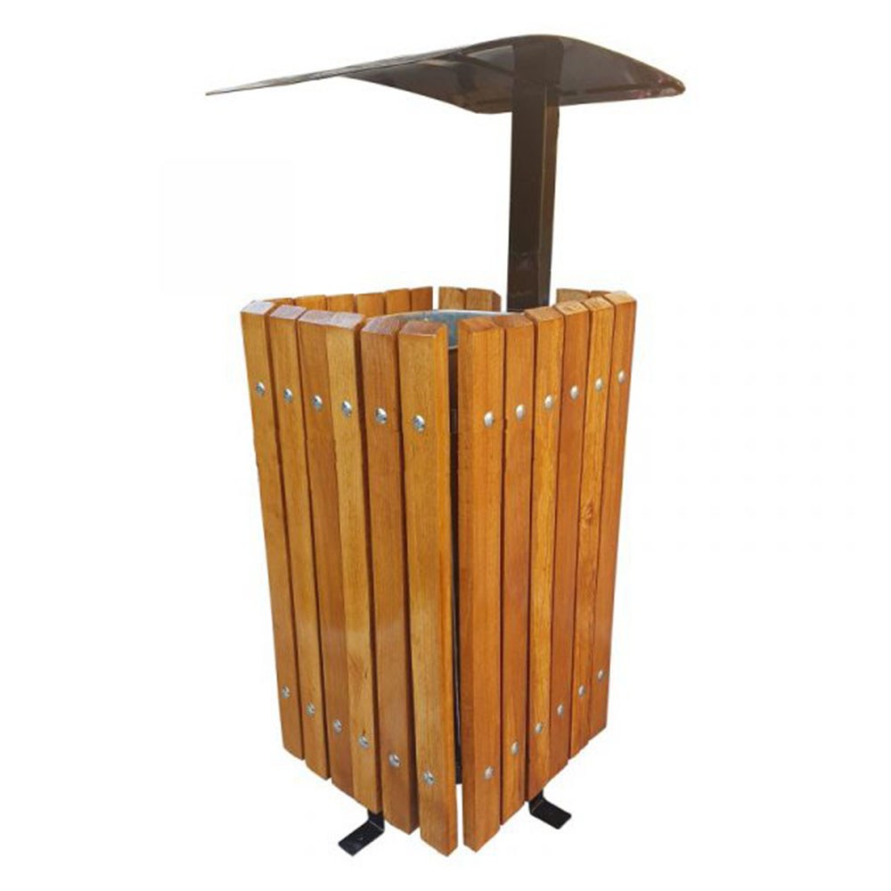 Coș stradal gunoi, 50 L 70 x 35 cm lemn natur