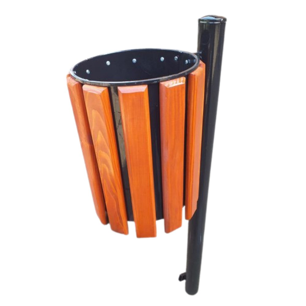 Coș stradal gunoi, 50 L lemn natur