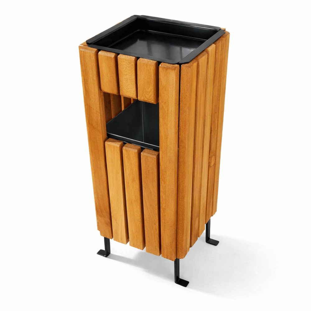 Coș stradal gunoi cu scrumieră, 30 L 70 x 40 cm lemn natur