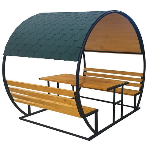 Foișor 200x200x230 cm pentru exterior, cadru metalic acoperit cu lemn