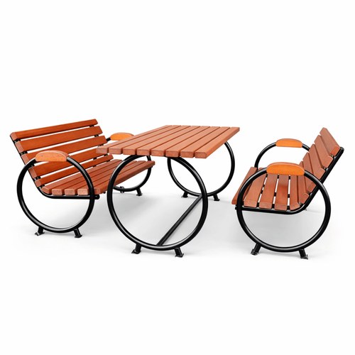 Set masă cu bănci metalice