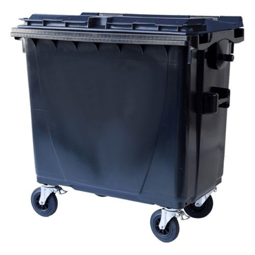 Tomberon plastic 770 L, 2 roți, capac plat