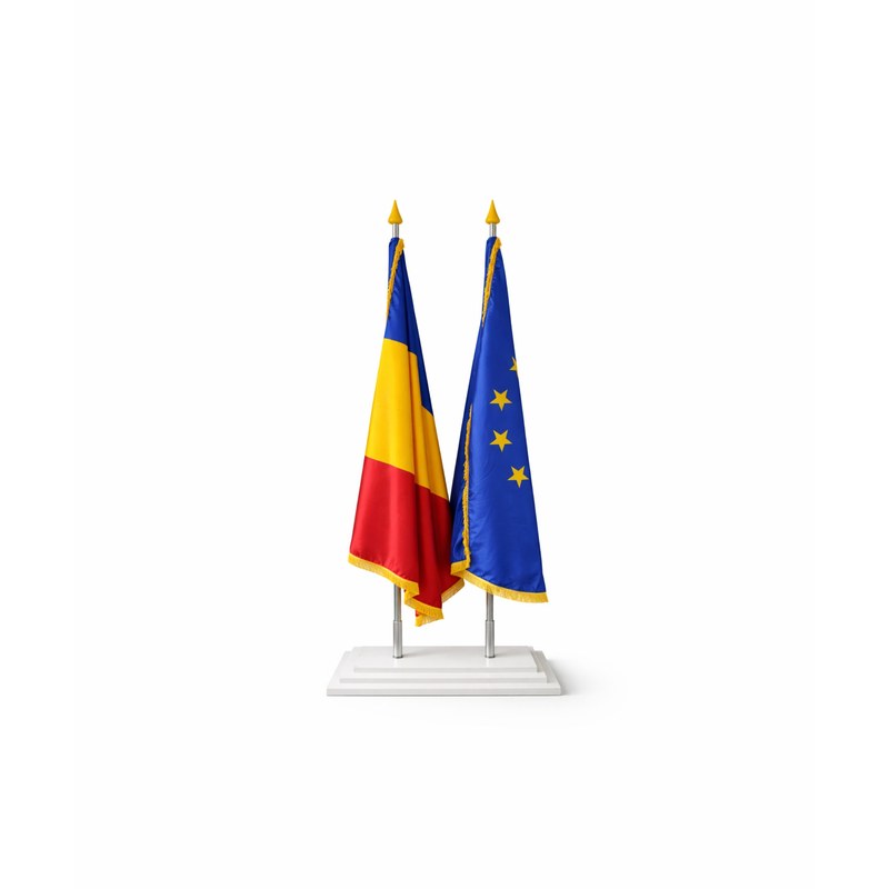 Pachet drapel și postament dublu