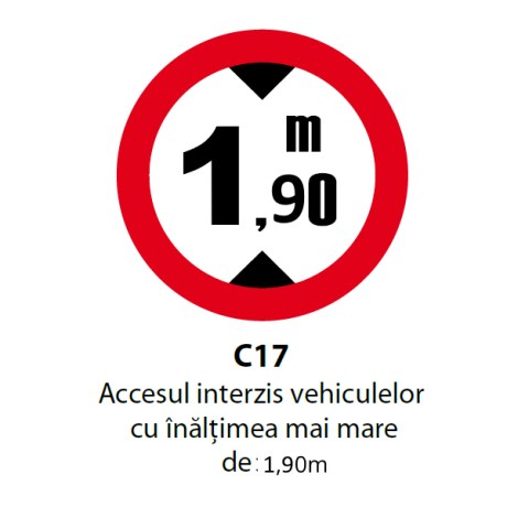 Accesul interzis vehiculelor cu inaltimea mai mare de 1,90m