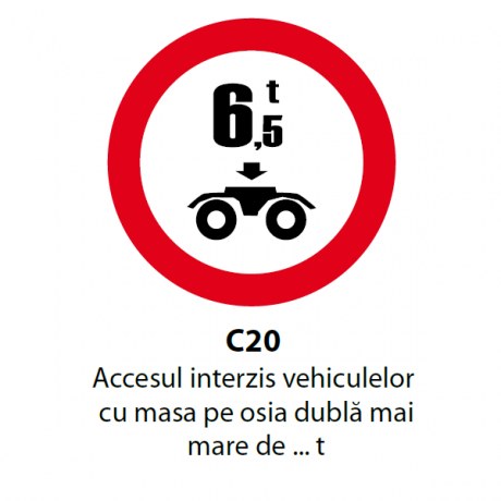 Accesul interzis vehiculelor cu masa pe osia dubla mai mare de. t