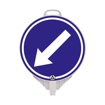 Ocolire stanga, indicator rutier din plastic PPC, reflectorizant, Ø 38cm