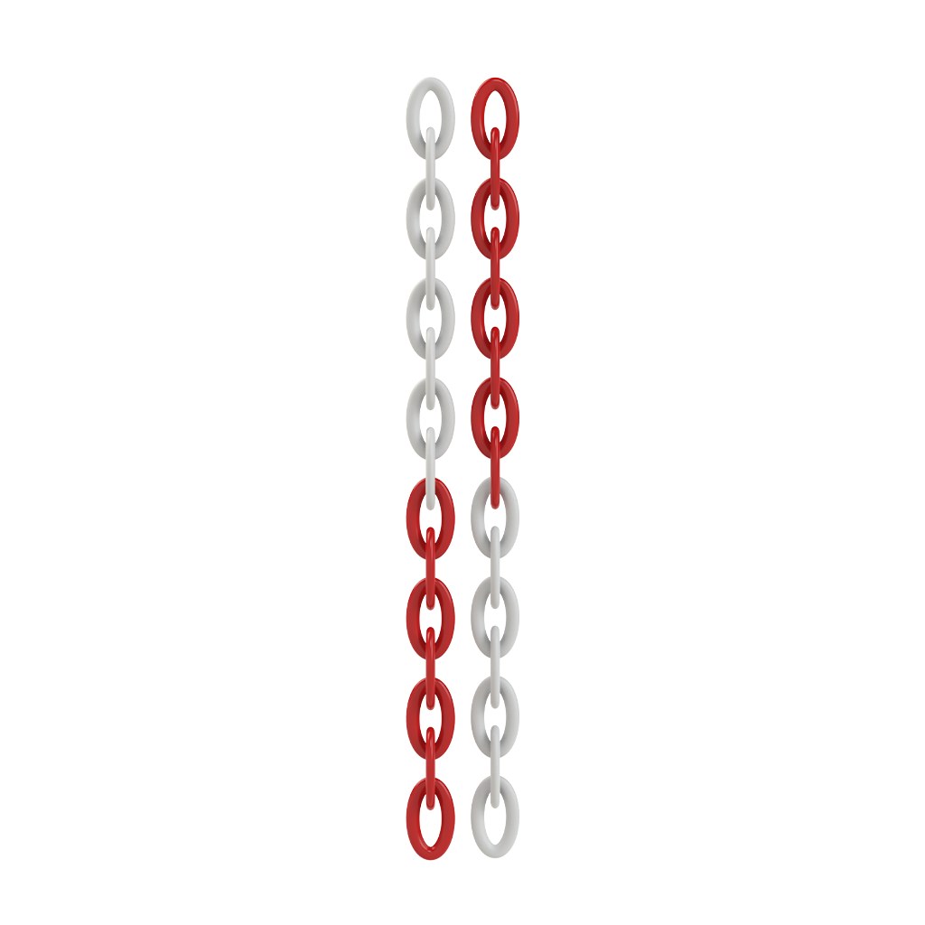 Lanț din Plastic Rola, Roșu+Alb, 8mm x 25m